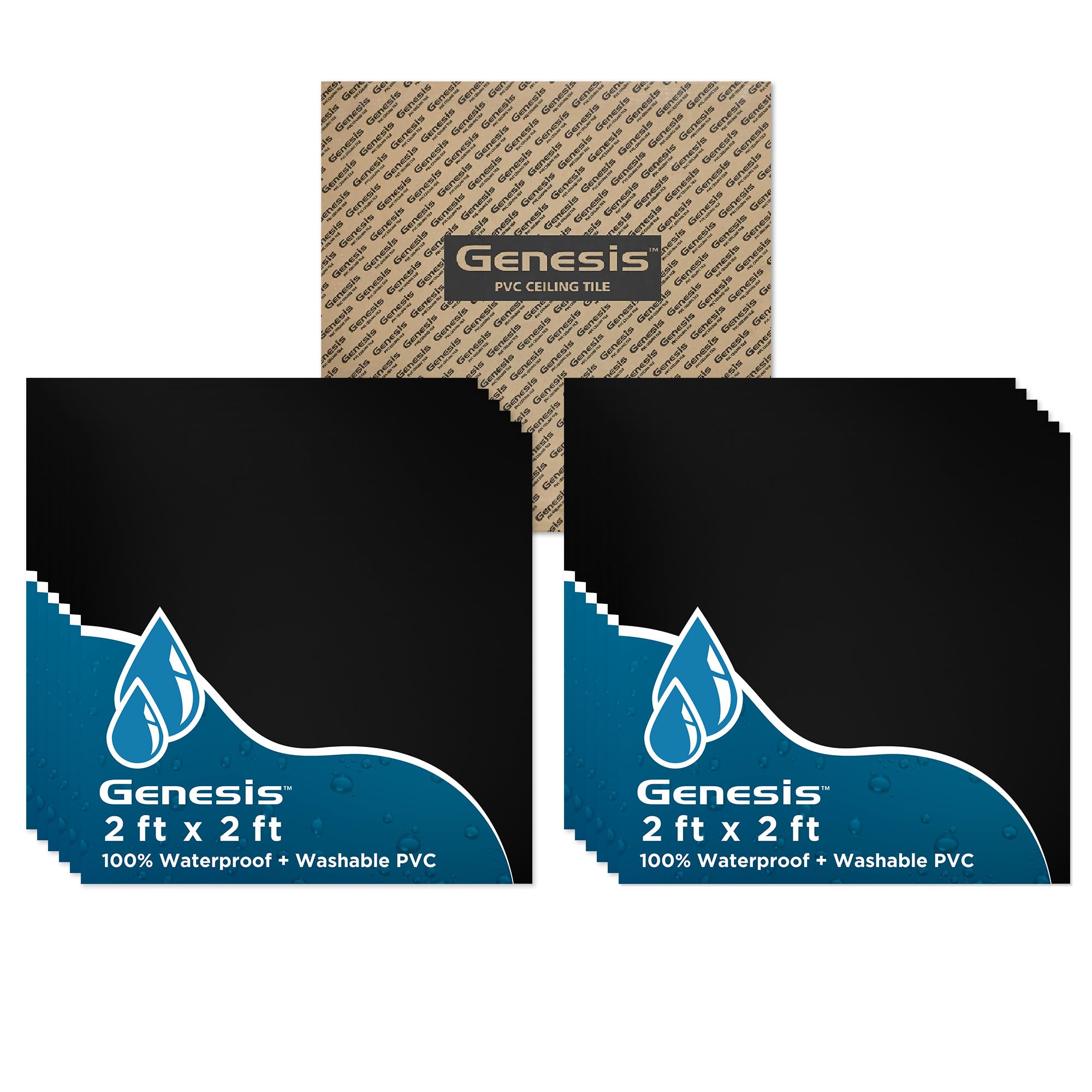 Amazon.com: Genesis 2ft x 2ft Smooth Pro Black PVC Ceiling Tiles